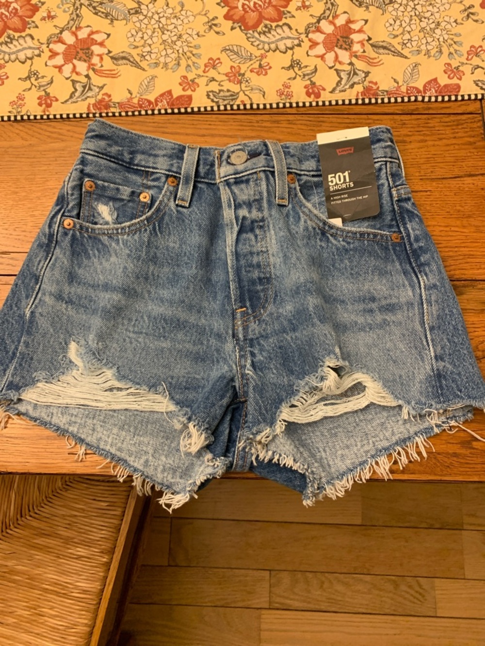 Levi's Distressed Light Blue 501 Jean Shorts